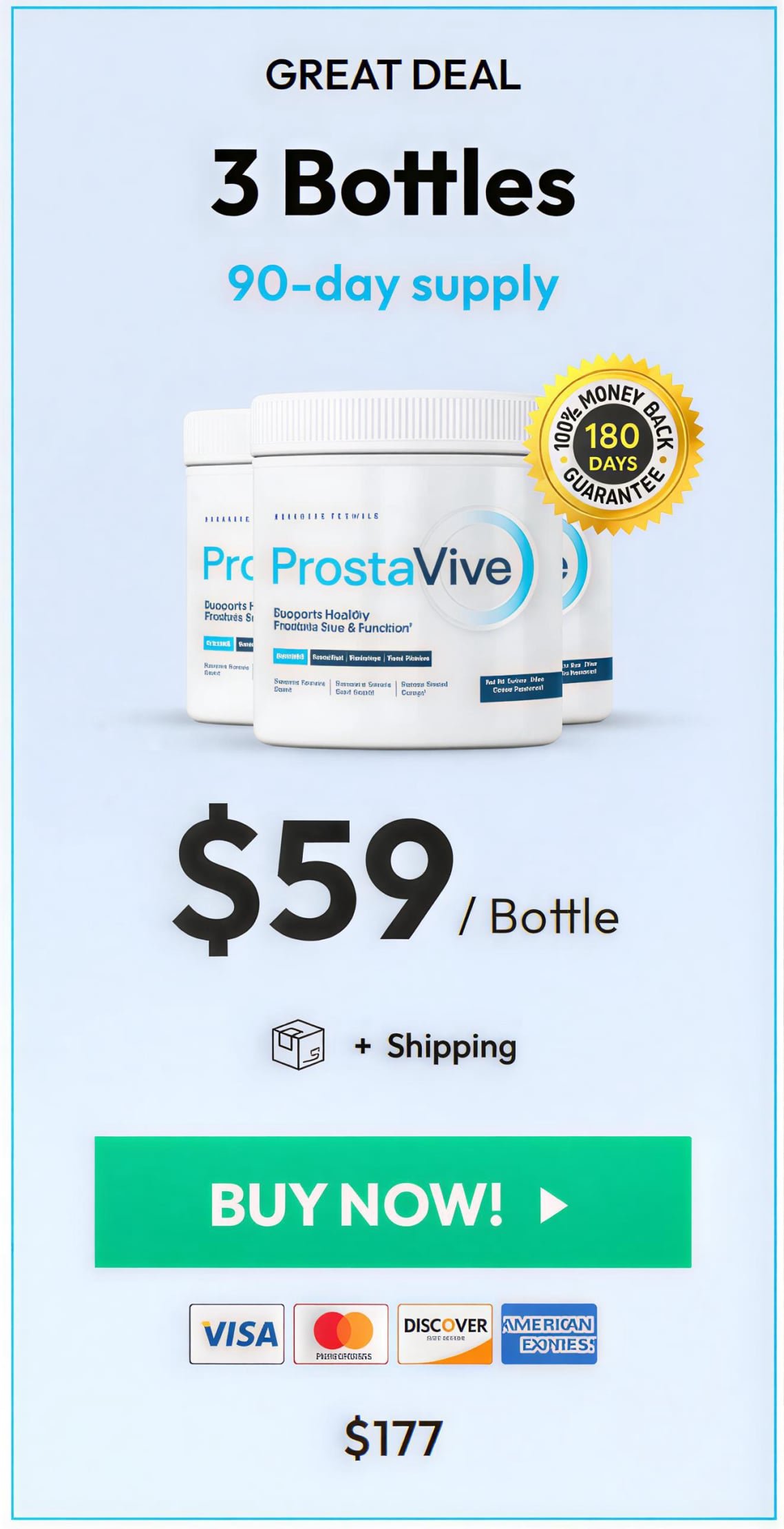 ProstaVive prostate health supplement – 3-bottle pack for extended urinary and prostate support